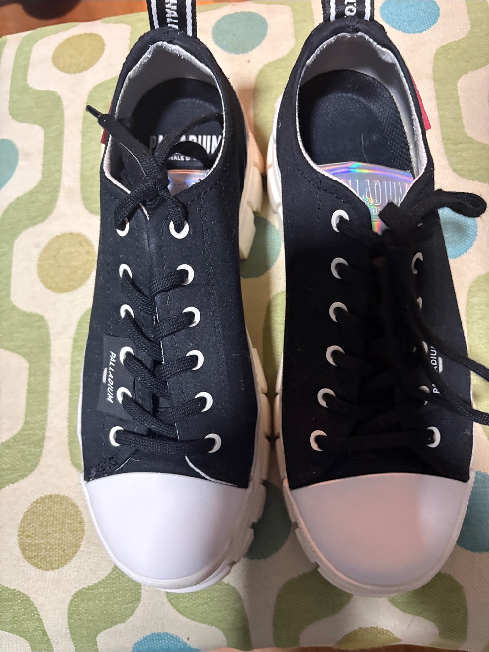 Palladium Black Canvas Lace-Up Sneakers with White Toe Cap